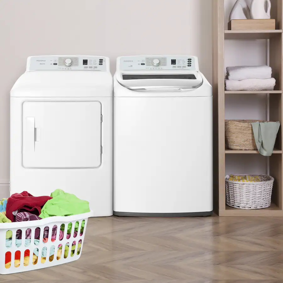 Insignia™ - 6.7 Cu. Ft. Electric Dryer with Sensor Dry and My Cycle Memory - White - Open Box - Good- GTD45GASJWS