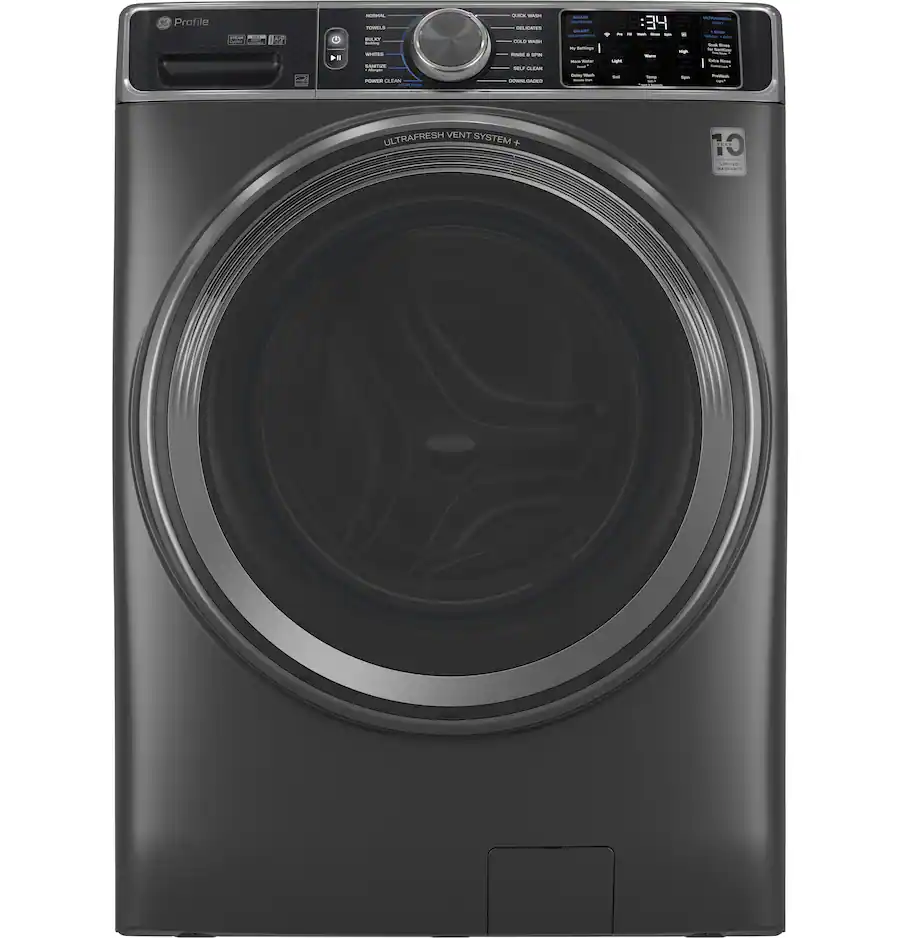GE Profile - 5.5 Cu. Ft. High Efficiency Stackable Smart Front Load Washer with Steam and UltraFresh Vent System+ With OdorBlock - Carbon Graphite- PFW955SPWDS