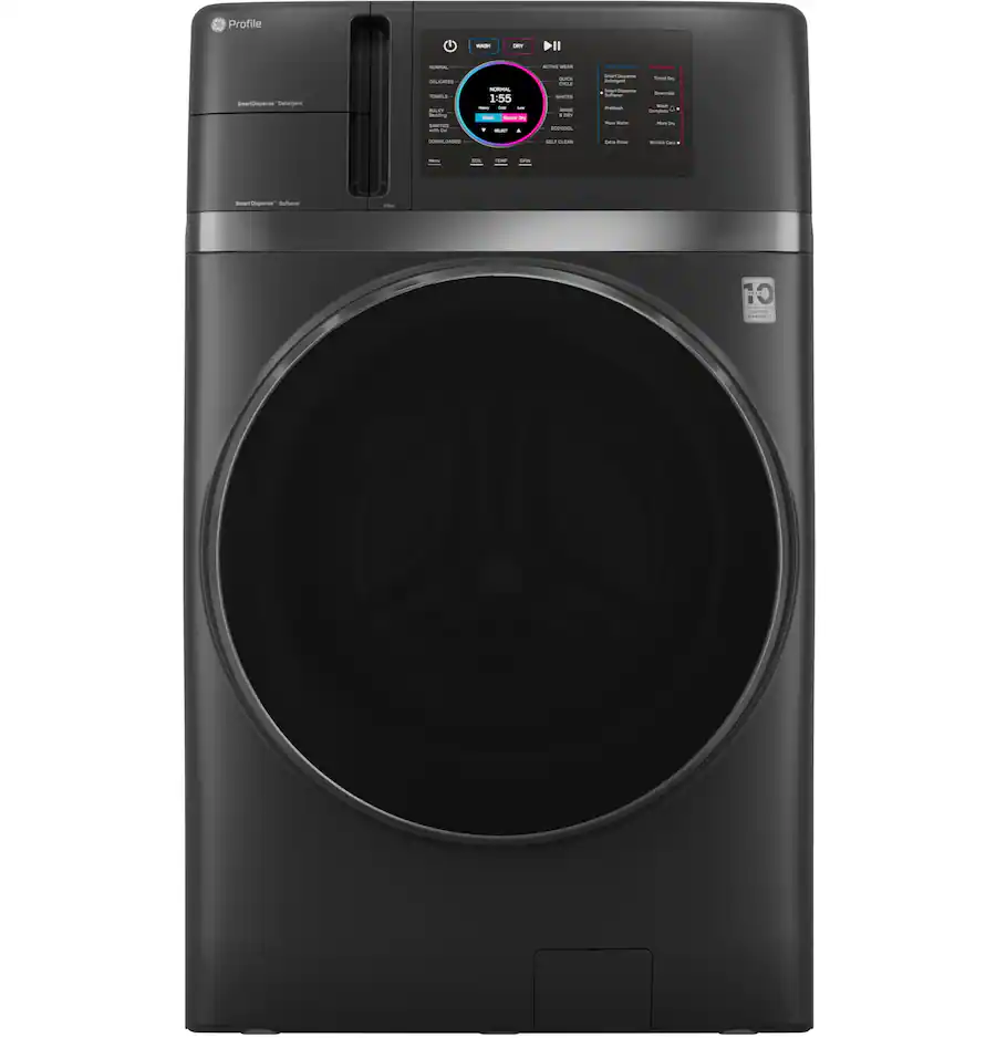 GE Profile - UltraFast 4.8 Cu. Ft. High-Efficiency Smart Front Load Washer and Electric Dryer Combo with Ventless Heat Pump - Carbon Graphite -PFQ97HSPVDS - Image 4