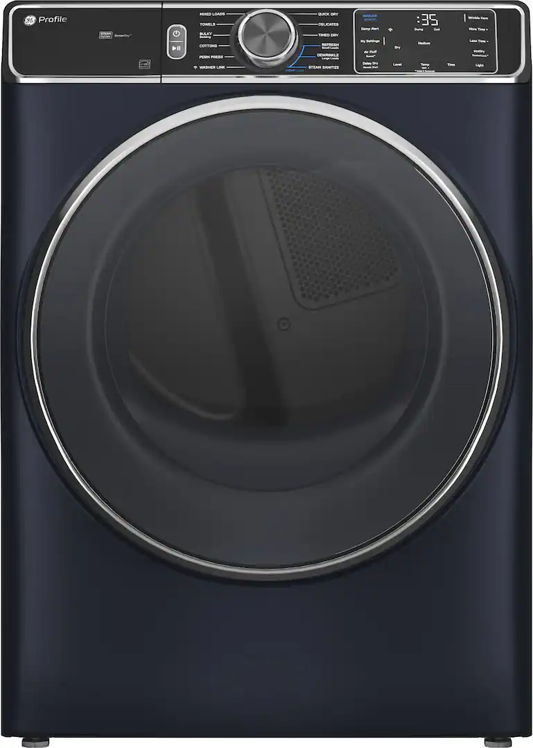 GE Profile - 7.8 Cu. Ft. Stackable Smart Electric Dryer with Steam and Sanitize Cycle - Sapphire Blue - PFD87ESPVRS - Image 3