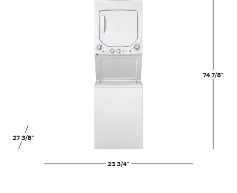 GE - 2.3 Cu. Ft. Top Load Washer and 4.4 Cu. Ft. Electric Dryer Laundry Center - White- GUD24ESSMWW - Image 3