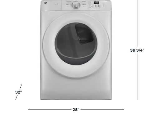 GE - 7.8 Cu. Ft. Stackable Smart Electric Dryer with Sanitize Cycle - White- GFD35ESSYWW - Image 2