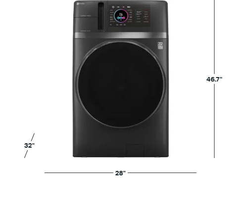 GE Profile - UltraFast 4.8 Cu. Ft. High-Efficiency Smart Front Load Washer and Electric Dryer Combo with Ventless Heat Pump - Carbon Graphite -PFQ97HSPVDS - Image 2