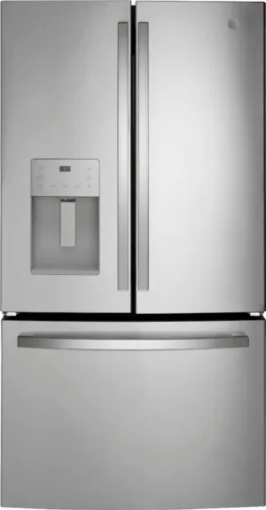 GE - 25.6 Cu. Ft. French Door Refrigerator with Space-Saving Ice Maker - Stainless Steel -GFE26JYMFS