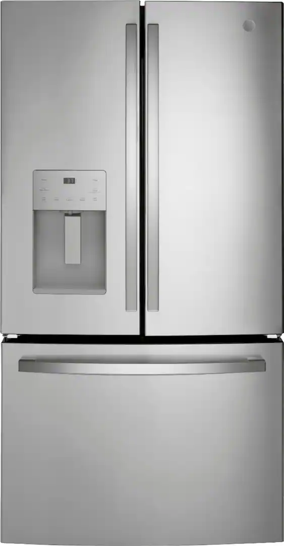GE - 25.6 Cu. Ft. French Door Refrigerator with Space-Saving Ice Maker - Stainless Steel -GFE26JYMFS