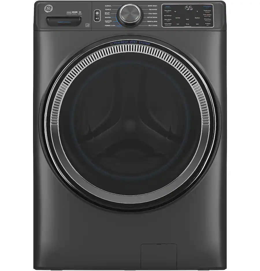 GE - 5.0 Cu. Ft. Stackable Smart Front Load Washer with Steam, SmartDispense and Odorblock Ultra Fresh Vent System - Carbon Graphite-GFW655SPVDS