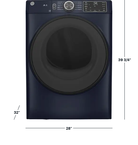 GE - 7.6 Cu. Ft. Stackable Smart Gas Dryer with Sanitize Cycle - Sapphire Blue-GFD55GSPRRS - Image 2