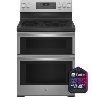 GE Profile™ 30" Smart Free-Standing Electric Double Oven Convection Range with No Preheat Air Fry - PB965YPFS