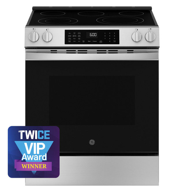 GE® ENERGY STAR® 30" Slide-In Electric Convection Range with No Preheat Air Fry and EasyWash™ Oven Tray -GRS600AVFS