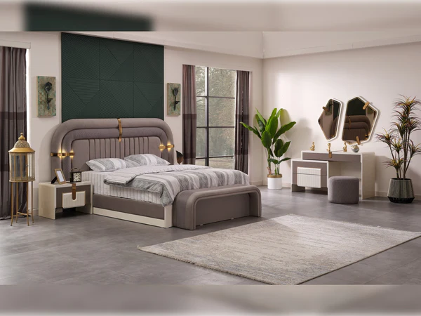 Zurich Bedroom (Queen Frame With Headboard & Dresser With Mirror & 2 Nightstand)-1463-471