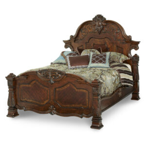windsor court Finish: Vintage Fruitwood   Queen Mansion Bed