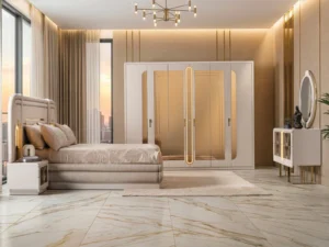 Monza Bedroom (Queen Frame With Headboard & Dresser With Mirror & 2 Nightstand)-1463-469