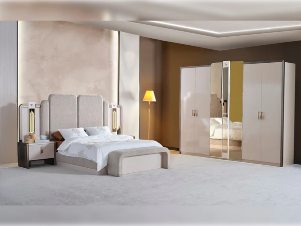 Nirvana Bedroom (Queen Bed & Dresser With Mirror & Ottoman & 2 Nightstand With Back )-1463-470