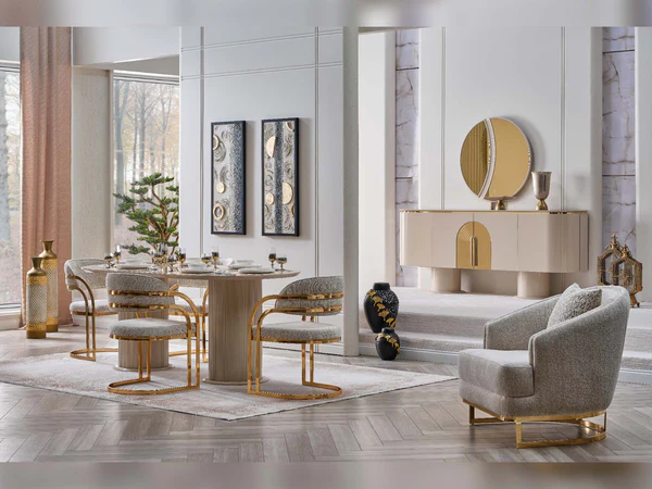 Asos Diningroom Consol With Mirror & Dining Table & 6 Dining Chair