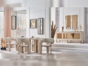 Nirvana San Diningroom Consol With Mirror & Dining Table & 6 Dining Chair