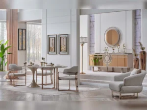 Palermo San Diningroom Consol With Mirror & Dining Table & 6 Dining Chair