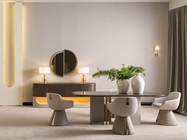 Calista Diningroom (Consol With Mirror & Dining Table & 6 Dining Chair