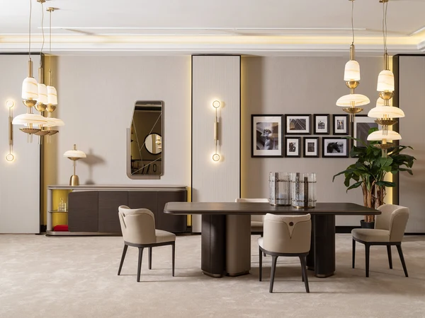 Corte Diningroom (Consol With Mirror & Dining Table & 6 Dining Chair
