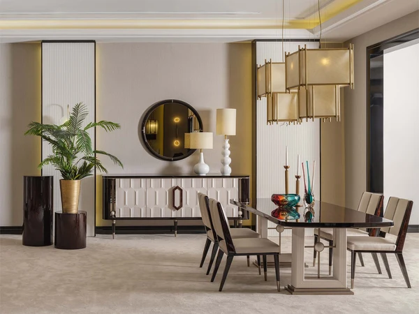 Senato Dining Room (Consol With Mirror & Dining Table & 6 Dining Chair