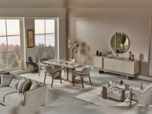Efes Mum Diningroom Consol With Mirror & Dining Table & 6 Dining Chair