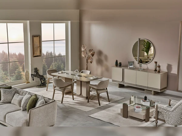 Efes Mum Diningroom Consol With Mirror & Dining Table & 6 Dining Chair