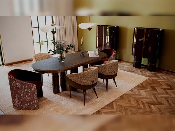 Tamzara Diningroom (Consol With Mirror & Dining Table & 2 Lux Dining Chair & 2 Dining Chair