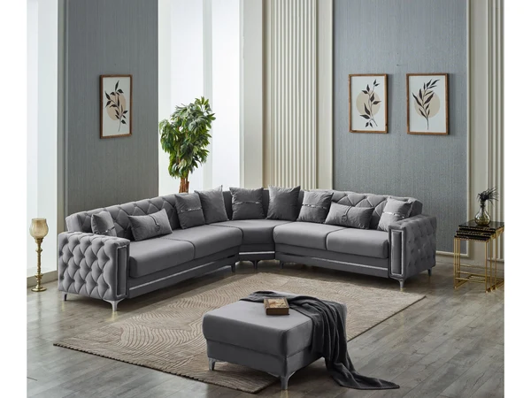 Bolivya Convertible Sectional Sofa Grey