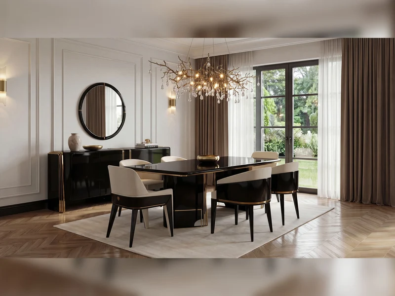 Hanedan Diningroom (Consol With Mirror & Dining Table & 2 Lux Dining Chair & 2 Dining Chair)