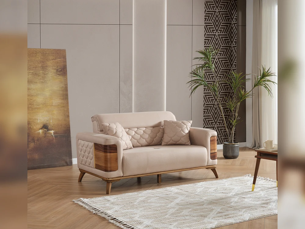 Ruby Convertible Loveseat Beige