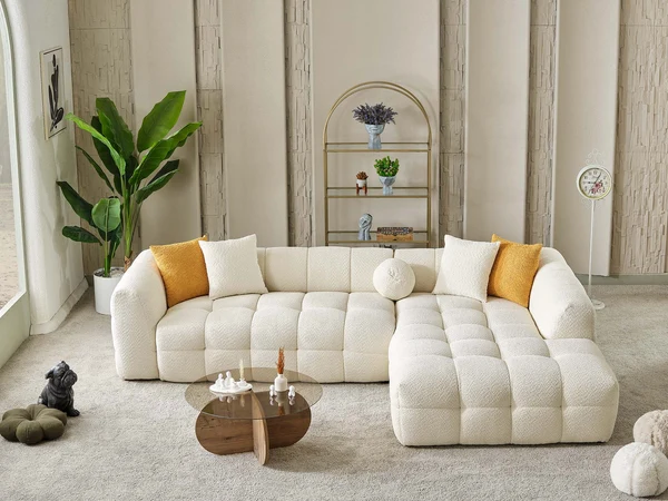 Teddy Sectional Sofa Cream